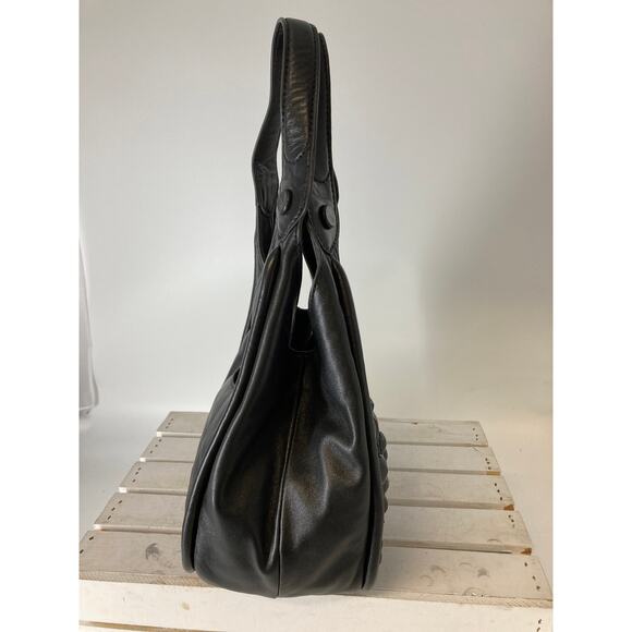 BRIGHTON LOCK HEART ISSIE BLACK LEATHER HOBO RARE FIND - Picture 2 of 16